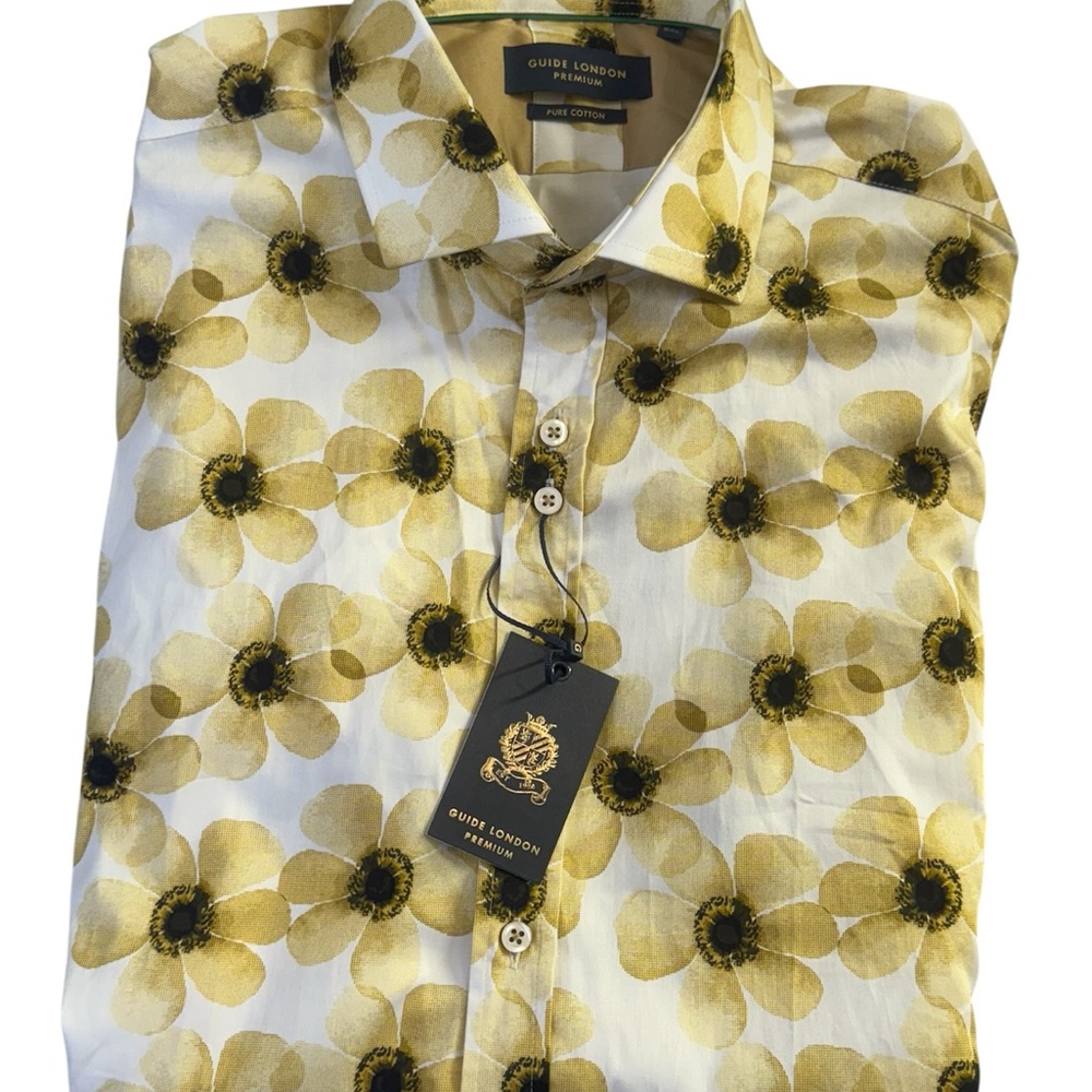 Men's Yellow Floral Button Down Shirt
